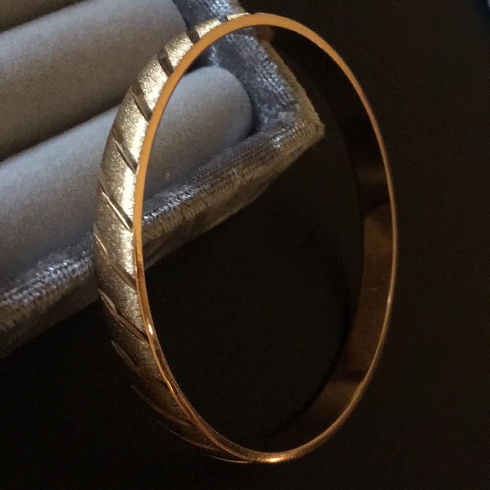 Monet gold bangle etched 1950s 1960